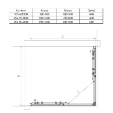Душевой уголок Vincea Slim VSS-6SL9010CLB 100x90 см, профиль черный матовый, стекло прозрачное