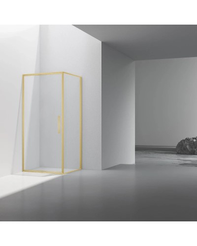 Душевой уголок Vincea Slim VSR-4SLP9090CLG 90x90 см, профиль золотой матовый, стекло прозрачное