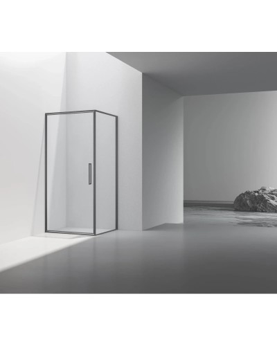 Душевой уголок Vincea Slim VSR-4SLP9010CLGM 100x90 см, профиль вороненая сталь, стекло прозрачное