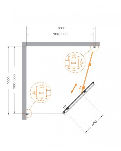 Душевой уголок CEZARES RELAX-304-P-1-100-C-GM