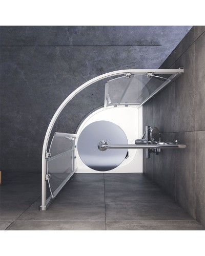 Душевой уголок AM.PM Gem 80х80 W90G-401-080WT радиальный профиль Матовый хром стекло прозрачное