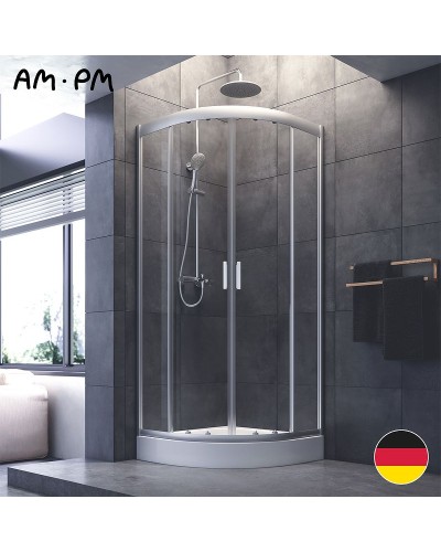 Душевой уголок AM.PM Gem 80х80 W90G-401-080WT радиальный профиль Матовый хром стекло прозрачное