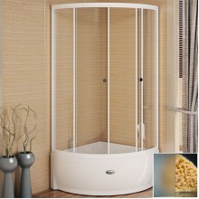 Душевой уголок Radomir 100x100 1-03-1-0-0-0041 с поддоном профиль Белый стекло матовое