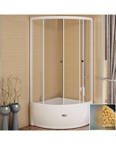 Душевой уголок Radomir 100x100 1-03-1-0-0-0041 с поддоном профиль Белый стекло матовое