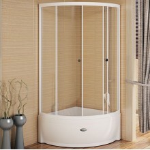 Душевой уголок Radomir 100x100 1-03-1-0-0-0040 с поддоном профиль Белый стекло прозрачное