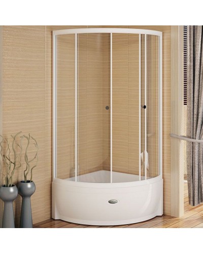 Душевой уголок Radomir 100x100 1-03-1-0-0-0040 с поддоном профиль Белый стекло прозрачное