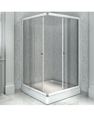 Душевой уголок Radomir 100x110 R 1-03-1-2-0-1230 с поддоном профиль Белый стекло прозрачное