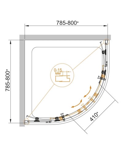 Душевой уголок Cezares Eco 80x80 см текстурное стекло ECO-O-R-2-80-P-Cr