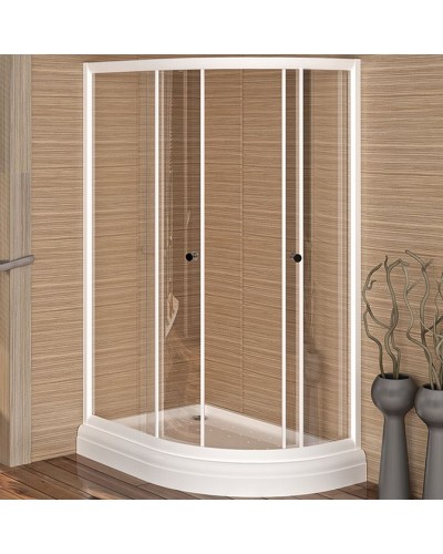 Душевой уголок Radomir 120x80 L 1-03-1-1-0-0080 с поддоном профиль Белый стекло прозрачное