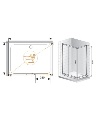 Душевой уголок Cezares Pratico 100x80 см прозрачное стекло PRATICO-AH-1-100/80-C-Cr