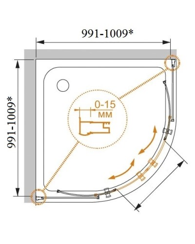 Душевой уголок Cezares Pratico 100x100 см прозрачное стекло PRATICO-R-2-100-C-Cr