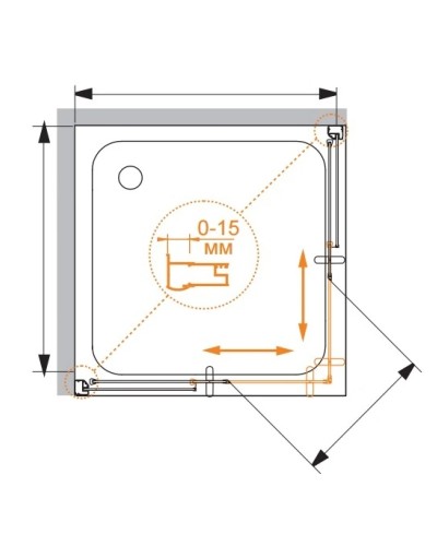 Душевой уголок Cezares Pratico 100x100 см текстурное стекло PRATICO-A-2-100-P-Cr