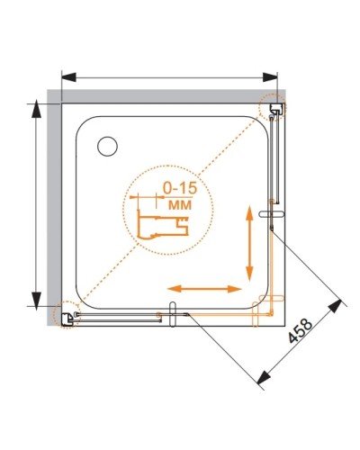 Душевой уголок Cezares Pratico 90x90 см текстурное стекло PRATICO-A-2-90-P-Cr
