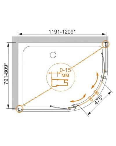 Душевой уголок Cezares Pratico 120x80 см текстурное стекло PRATICO-RH-2-120/80-P-Cr