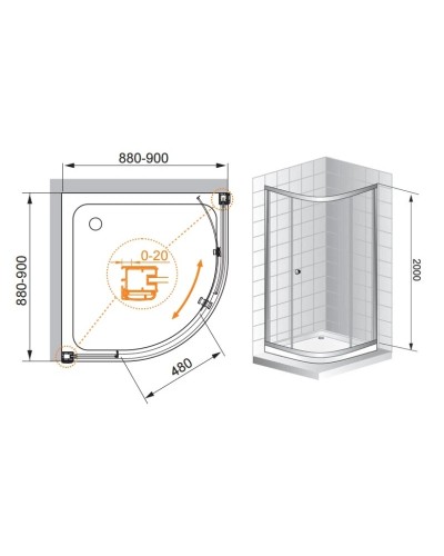 Душевой уголок Cezares Anima 90x90 см прозрачное стекло ANIMA-W-R-1-90-C-Cr-IV