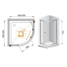 Душевой уголок Cezares Anima 90x90 см текстурное стекло ANIMA-W-R-1-90-P-Cr