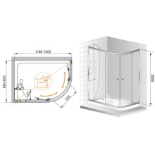 Душевой уголок Cezares Anima 120x90 см текстурное стекло ANIMA-W-RH-2-120/90-P-Cr-L