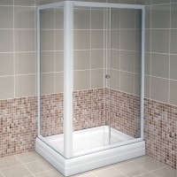 Душевой уголок Radomir Верчелли 121x84 R 1-03-1-2-0-0120 с поддоном профиль Белый стекло прозрачное