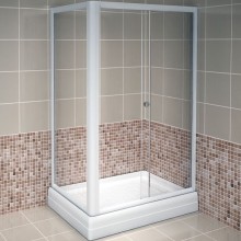 Душевой уголок Radomir Верчелли 121x84 R 1-03-1-2-0-0120 с поддоном профиль Белый стекло прозрачное