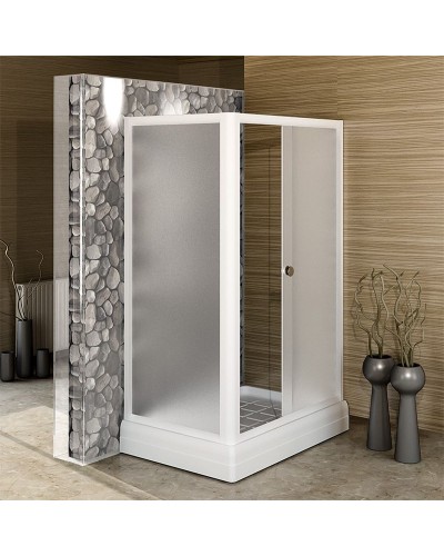 Душевой уголок Radomir Верчелли 121x84 R 1-03-1-2-0-0121 с поддоном профиль Белый стекло матовое