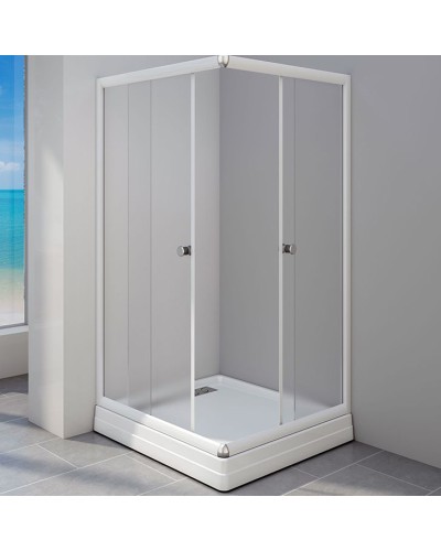 Душевой уголок Radomir Респект 100x100 1-03-1-0-0-1331 с поддоном профиль Белый стекло матовое