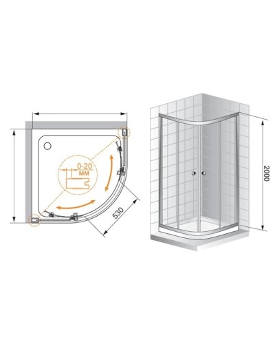 Душевой уголок Cezares Anima 100x100 см текстурное стекло ANIMA-W-R-2-100-P-Cr