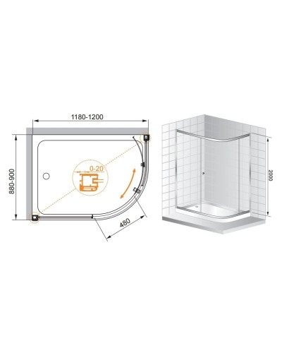 Душевой уголок Cezares Anima 120x90 см прозрачное стекло ANIMA-RH-1-120/90-C-Cr