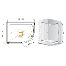 Душевой уголок Cezares Anima 120x90 см текстурное стекло ANIMA-W-RH-1-120/90-P-Cr