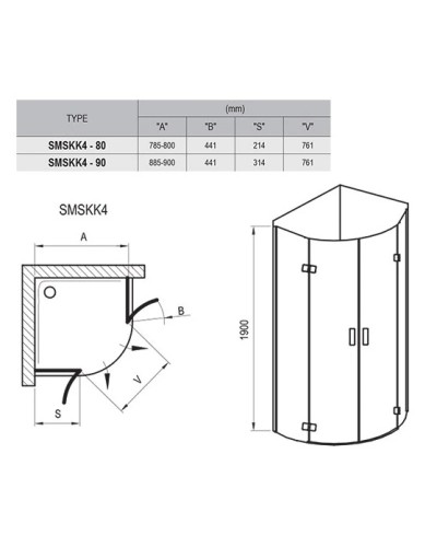 Душевой уголок Ravak SmartLine SMSKK4-90 хром Transparent 3S277A00Y1