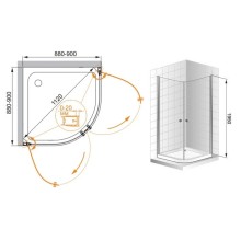 Душевой уголок Cezares Elena 90x90 см текстурное стекло ELENA-W-R-21-90-P-Cr