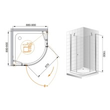 Душевой уголок Cezares Elena 90x90 см прозрачное стекло ELENA-W-R-11-90-C-Cr-R
