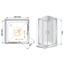 Душевой уголок Cezares Porta 100x100 см текстурное стекло PORTA-D-A-2-100-P-Cr