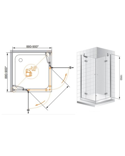 Душевой уголок Cezares Verona 90x90 см прозрачное стекло VERONA-W-A-2-90-C-Cr