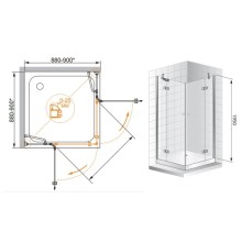 Душевой уголок Cezares Verona 90x90 см текстурное стекло VERONA-W-A-2-90-P-Cr
