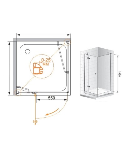 Душевой уголок Cezares Verona 100x100 см прозрачное стекло VERONA-W-A-1-100-C-Cr