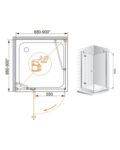 Душевой уголок Cezares Verona 90x90 см прозрачное стекло VERONA-W-A-1-90-C-Cr