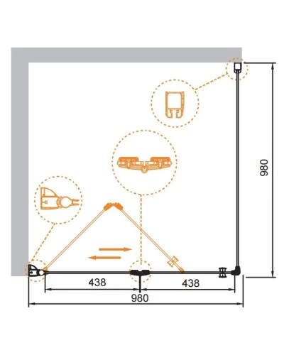 Душевой уголок Cezares Elena 100x100 см текстурное стекло ELENA-W-AS-1-100-P-Cr-L