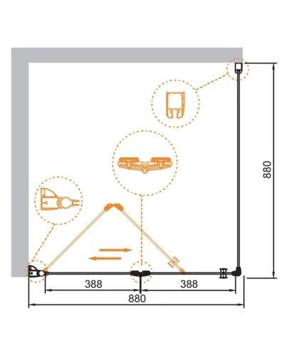 Душевой уголок Cezares Elena 90x90 см текстурное стекло ELENA-W-AS-1-90-P-Cr-L