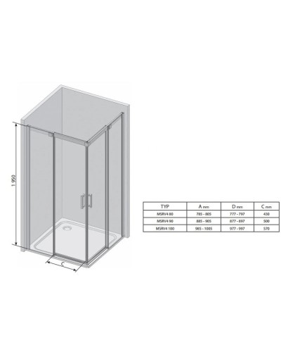 Душевой уголок Ravak MSRV4-80/80 белый Transparent 1WV44100Z1