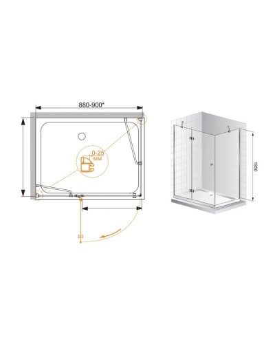 Душевой уголок Cezares Verona 90x100 см прозрачное стекло VERONA-W-AH-1-90/100-C-Cr