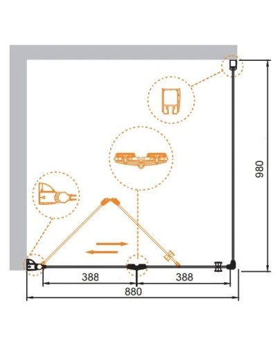 Душевой уголок Cezares Elena 90x100 см текстурное стекло ELENA-W-ASH-1-90/100-P-Cr-L
