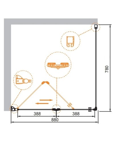 Душевой уголок Cezares Elena 90x80 см текстурное стекло ELENA-W-ASH-1-90/80-P-Cr-L