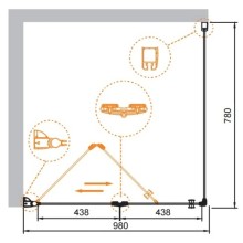 Душевой уголок Cezares Elena 100x80 см текстурное стекло ELENA-W-ASH-1-100/80-P-Cr-R