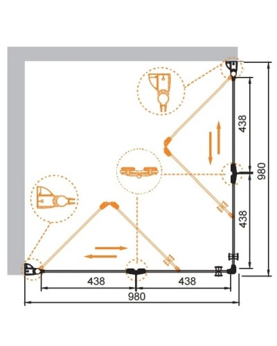 Душевой уголок Cezares Elena 100x100 см текстурное стекло ELENA-W-AS-2-100-P-Cr