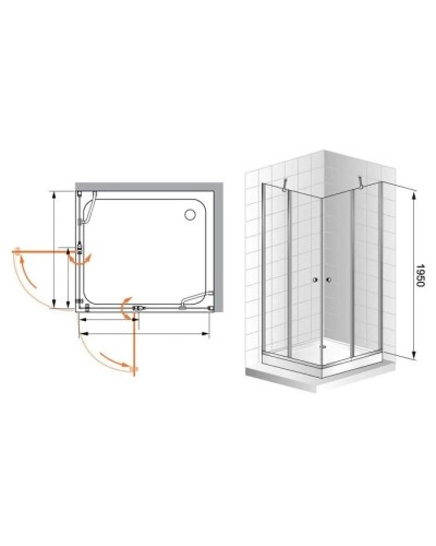 Душевой уголок Cezares Elena 100x90 см прозрачное стекло ELENA-W-AH-2-100/90-C-Cr