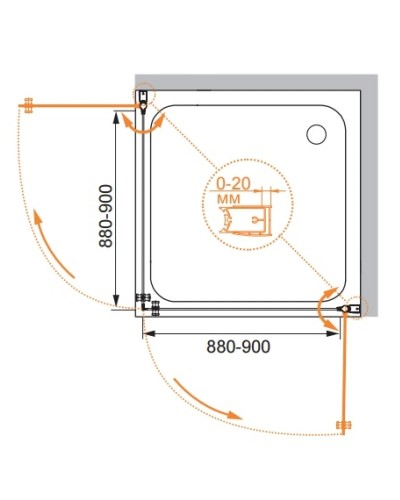 Душевой уголок Cezares Elena 90x90 см текстурное стекло ELENA-W-A-2-90-P-Cr
