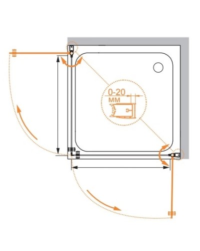 Душевой уголок Cezares Elena 70x70 см прозрачное стекло ELENA-W-A-2-70-C-Cr