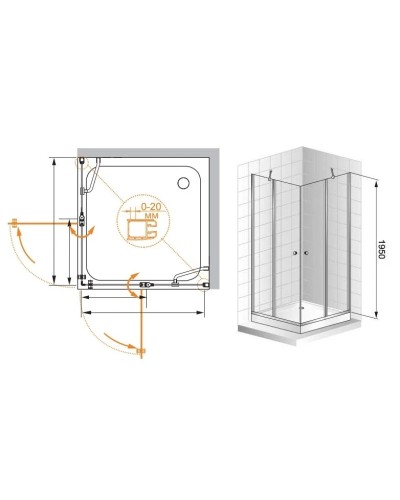 Душевой уголок Cezares Elena 100x100 см прозрачное стекло ELENA-W-A-22-100-C-Cr