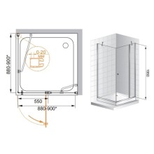 Душевой уголок Cezares Elena 90x90 см текстурное стекло ELENA-W-A-12-90-P-Cr-L