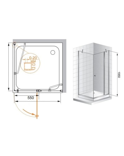 Душевой уголок Cezares Elena 100x100 см прозрачное стекло ELENA-W-A-12-100-C-Cr